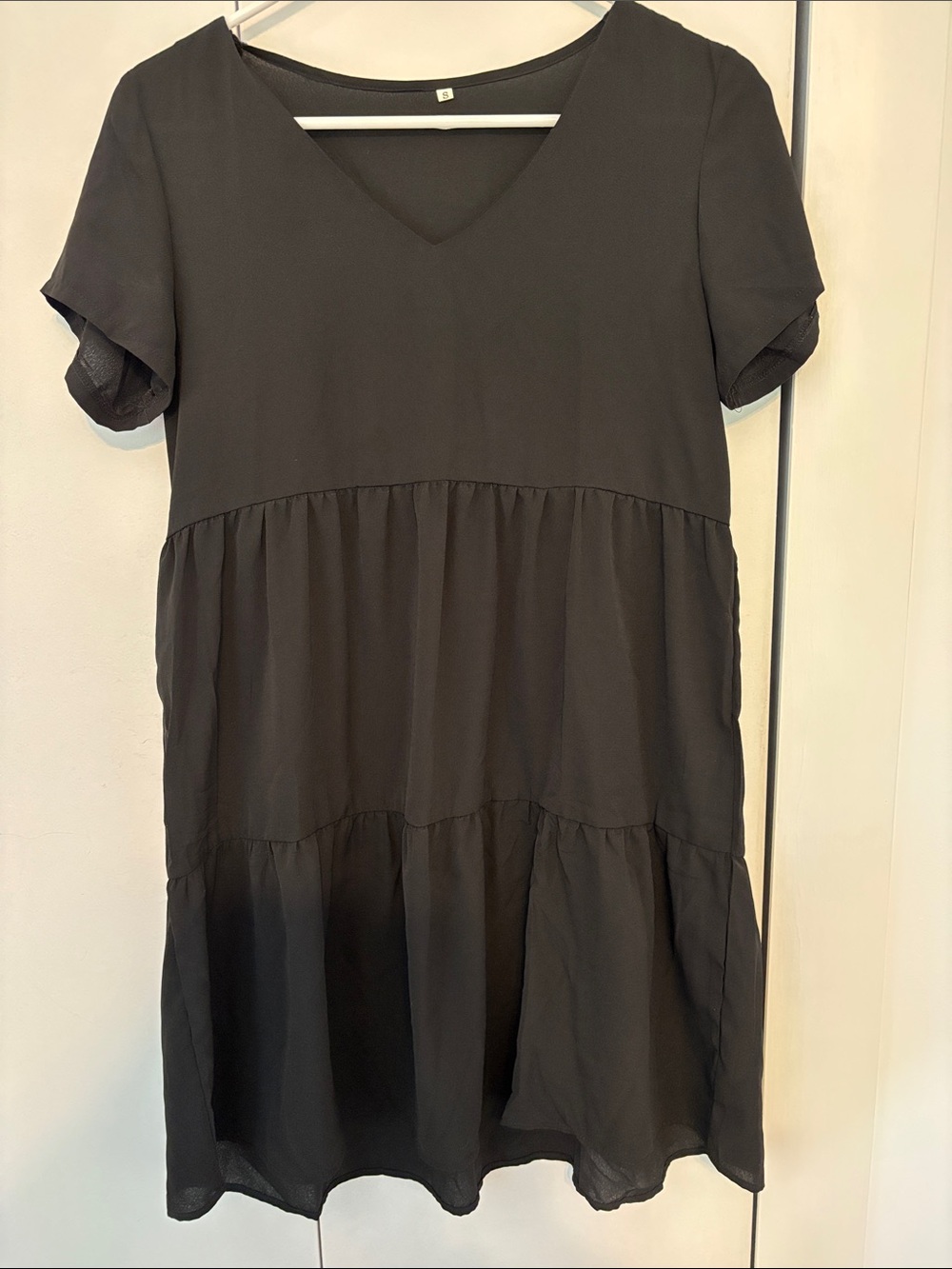 Classic Black Short Sleeve Tiered Dress